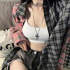 Plaid Shirt / Denim Hot Pants