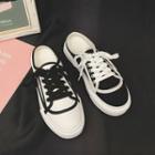 Contrast Trim Lace Up Canvas Sneakers