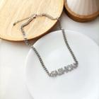 Lettering Rhinestone Alloy Necklace 1 Pc - Necklace - Silver - One Size