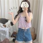 Short-sleeve Mesh Top / Sleeveless Floral Cropped Top