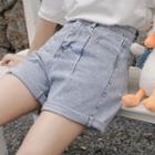 Washed Straight-fit Denim Shorts