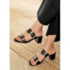 Metallic-detail Block-heel Sandals