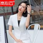 Short-sleeve Slim-fit Blazer/ Mini Pencil Skirt/ Set
