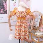 Printed Flower Short-sleeved Dress