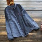 Checked Panel Shirt Blue - One Size
