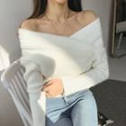 Off-shoulder Wrap Sweater
