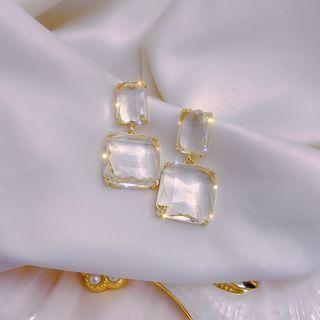 Faux Crystal Drop Earring 1 Pair - Silver Needle - Gold - One Size