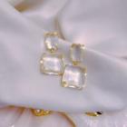 Faux Crystal Drop Earring 1 Pair - Silver Needle - Gold - One Size