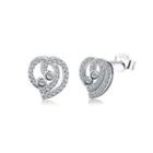 925 Sterling Silver Simple Elegant Fashion Heart Shape Earrings And Ear Studs With Cubic Zircon Silver - One Size