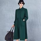 Dual-pocket Shirred Shirtdress