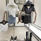 Short-sleeve Zipped Hooded T-shirt