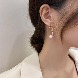 Faux Pearl Rhinestone Drop Earring 1 Pair - Silver Needle - Earring - As Shown In Figure - One Size