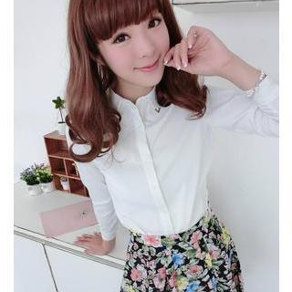 Metal Tip Collar Long-sleeve Shirt