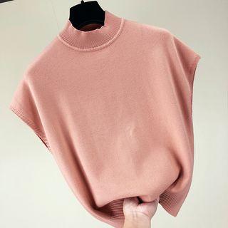 Cap-sleeve Mock-neck Sweater