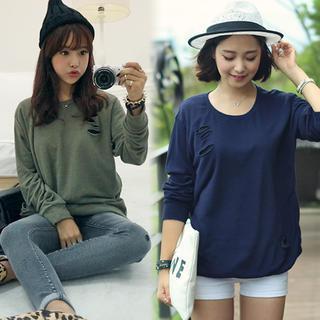 Distressed Long-sleeve T-shirt