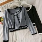 Set: Contrasted Camisole Top + Light Knit Cardigan