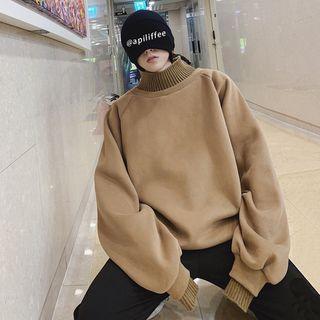 Oversized Mock Two-piece High-neck Pullover
