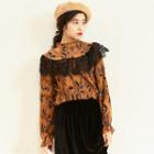Lace Panel Floral Chiffon Top