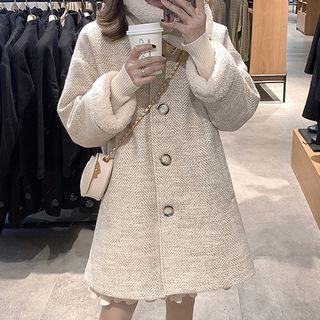Buckled Collar Chevron Print Buttoned Jacket
