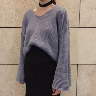 Set: Midi Mermaid Skirt + V-neck Sweater