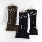 Mock Two-piece Long-sleeve Sailor Collar A-line Dress