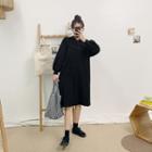 Balloon-sleeve Slit-side Polo Shirt Dress