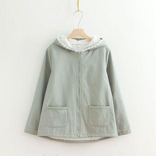 Lace Trim Hooded Zip Jacket