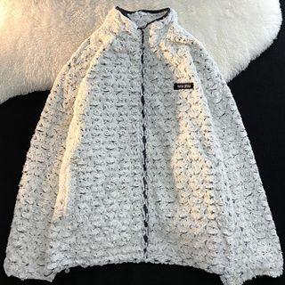 Stand Collar Fluffy Zip-up Jacket