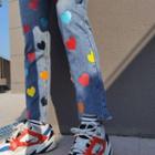 Washed Printed Straight Leg Jeans