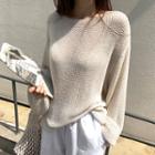 Linen Blend Summer Sweater Light Beige - One Size