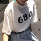 Numbering Short-sleeve T-shirt / A-line Denim Skirt