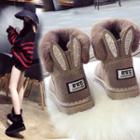 Rabbit Ear Accent Furry Ankle Snow Boots
