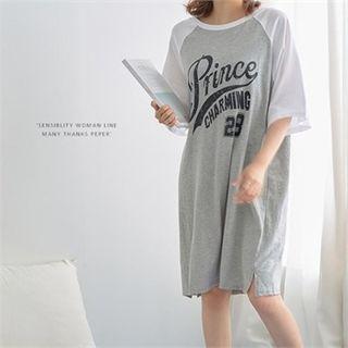 Raglan-sleeve Lettering Dress