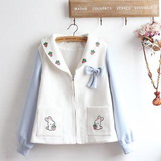 Rabbit Embroidered Zip Jacket