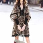 Long-sleeve Leopard Print Chiffon Dress