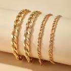 Set Of 4 : Chunky Chain Bracelet 15251 - Set - Gold - One Size
