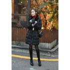 Faux-fur Padded Coat With Belt