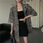 Leopard Print Short-sleeve Chiffon Shirt As Shown In Figure - One Size