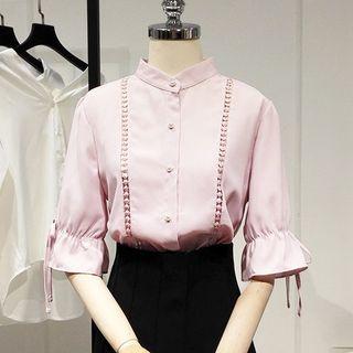 Bell-sleeve Chiffon Loose-fit Blouse