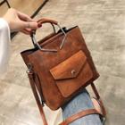 Faux Leather Pocket-detail Crossbody Bag