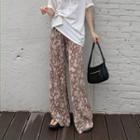 High-waist Print Wide-leg Pants Gray - One Size