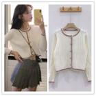 Contrast Lining Cable Knit Cardigan