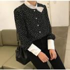 Mock Collar Dotted Shirt Black - One Size