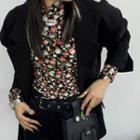 Mock-neck Floral Long-sleeve T-shirt