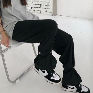 Plain Button Boot Cut Dress Pants