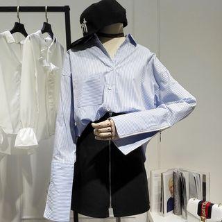 Zip Detail Striped Blouse