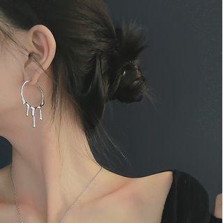 Melting Alloy Dangle Earring 1 Pair - Silver - One Size
