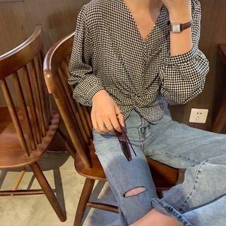 Plaid Twisted Blouse