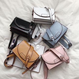 Faux Leather Stitch Trim Shoulder Bag