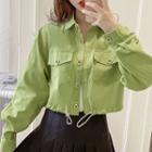 Long-sleeve Drawstring Cropped Cargo Jacket